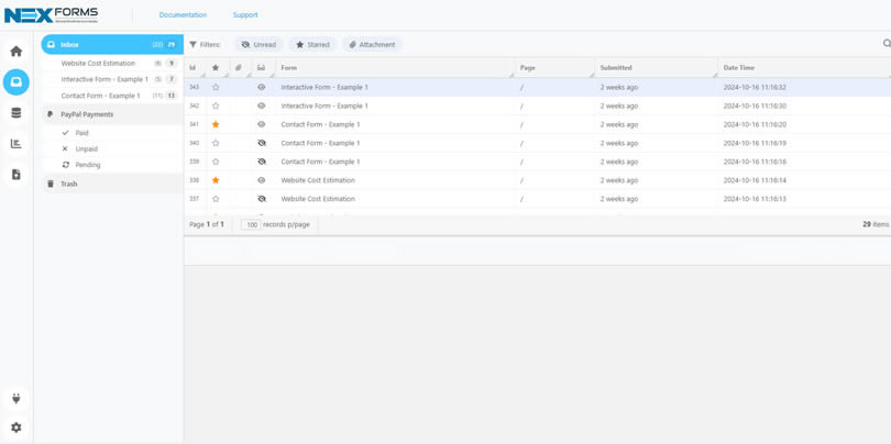NEX-Forms - Managing Entries - Figure - 1