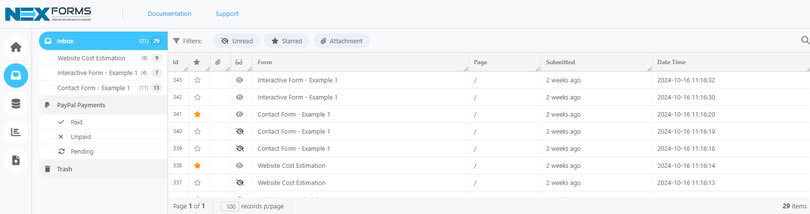NEX-Forms - Managing Entries - Figure - 1