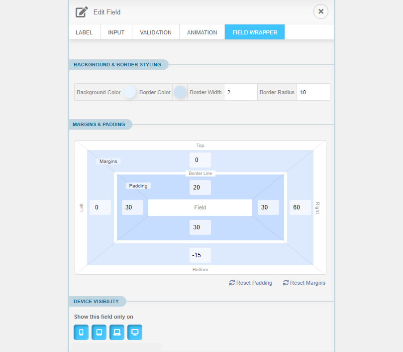 NEX-Forms - Field Wrapper Styling - Figure 1